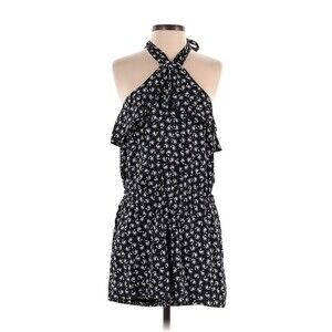 Ann Taylor Loft Black White Floral Romper Tie Neck Sleeveless Size S NWT
